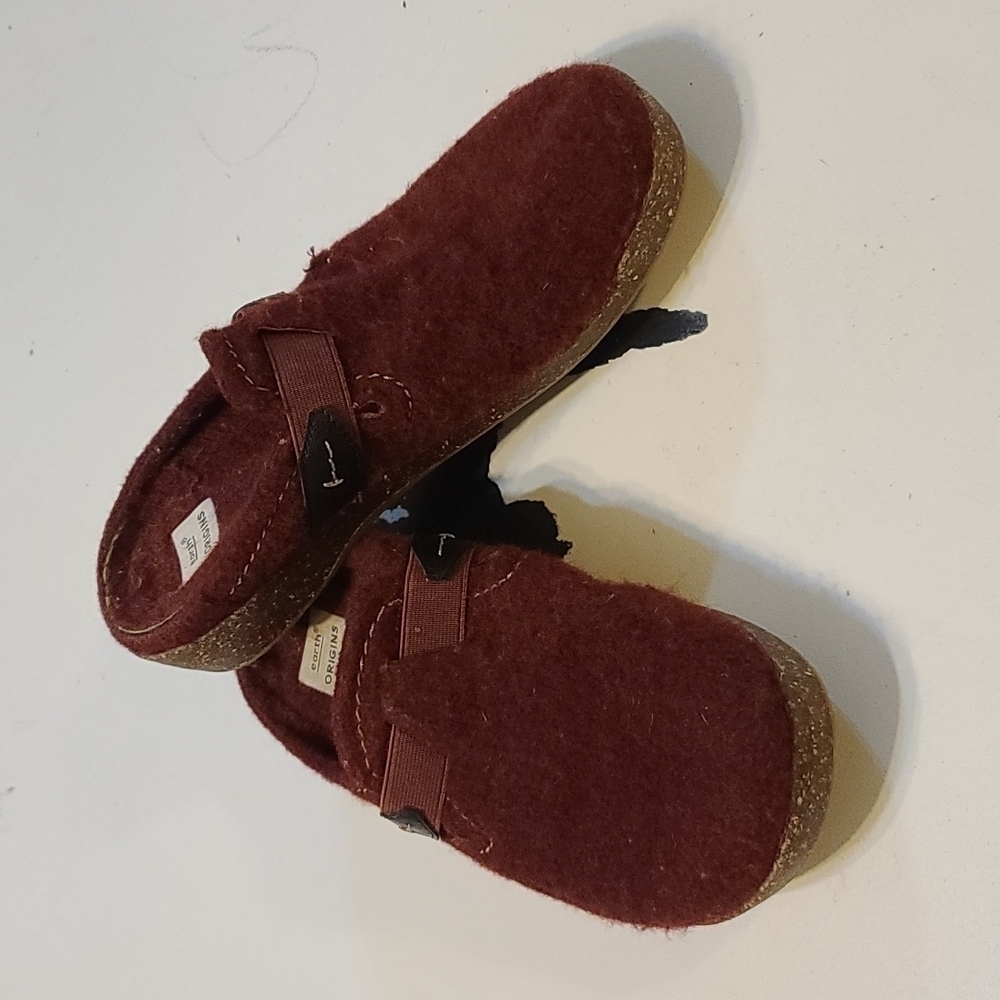 Earth Origins Womens Faux Wool‎ Look Clogs/Mules Burgandy Slip-ons Size 8M GUC